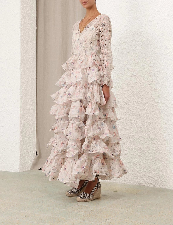 Halliday Tiered Ruffle Gown