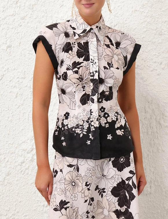 Pop Short Sleeve Shirt & Midi Skirt Set