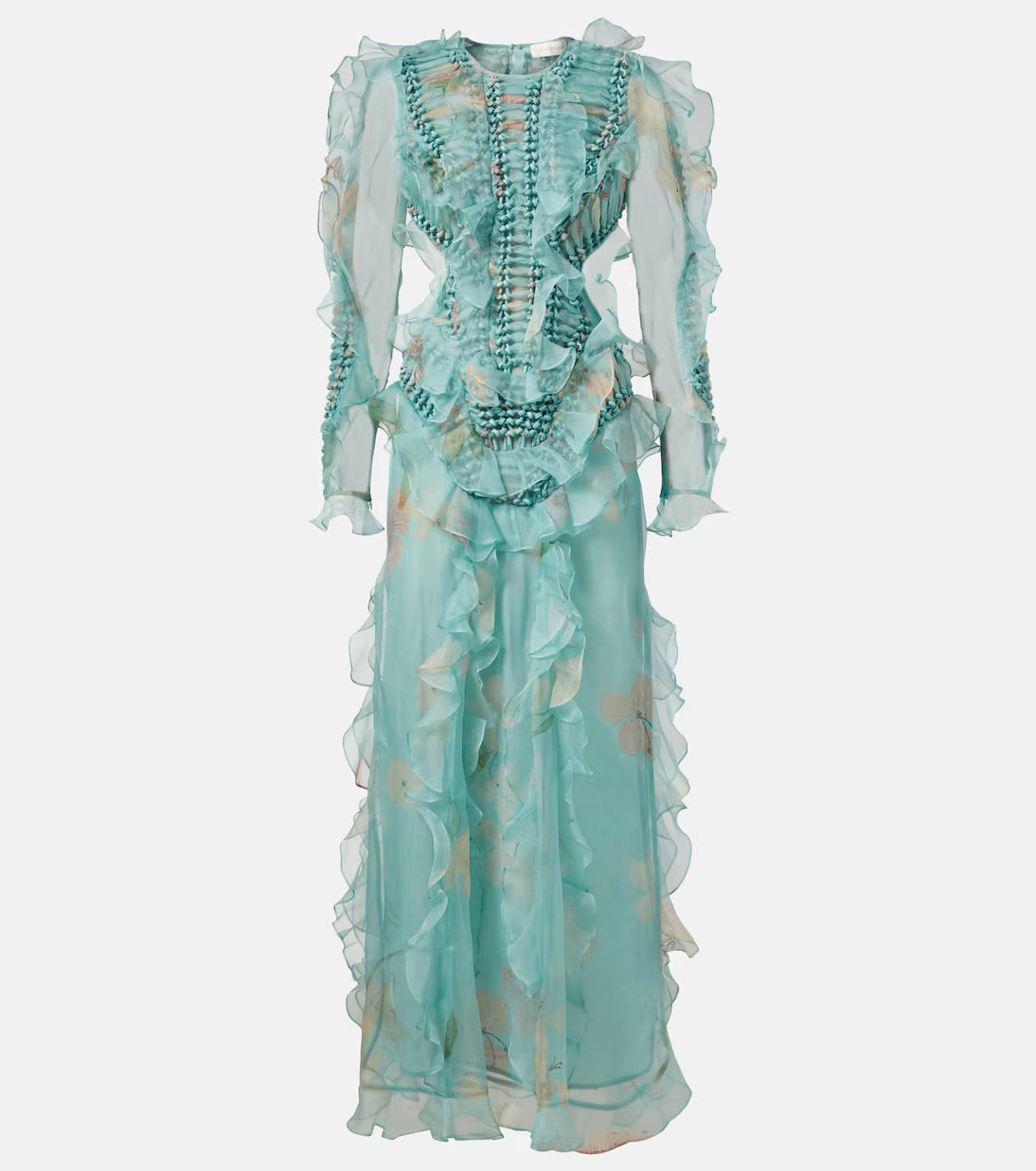 Illuminate Floral Ruffled Silk Organza Gown