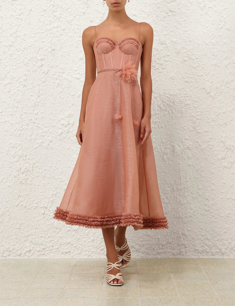 Luna Ruffle Midi Dress