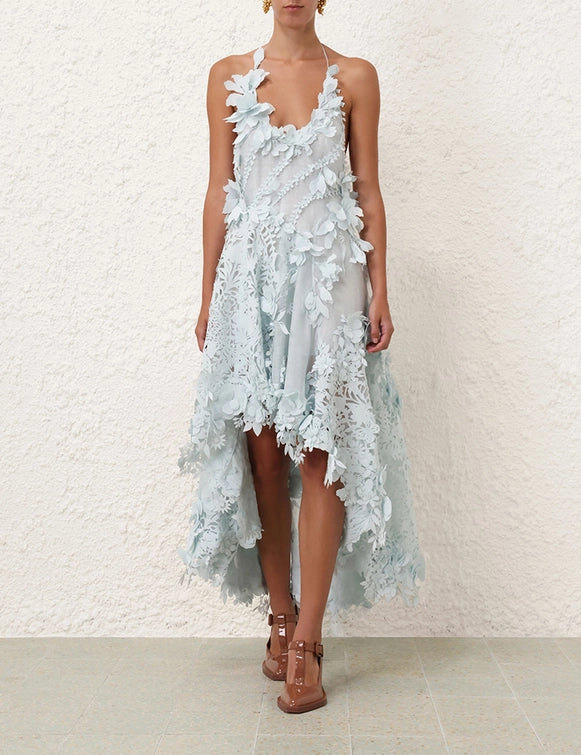 Natura Lasercut Halter Dress
