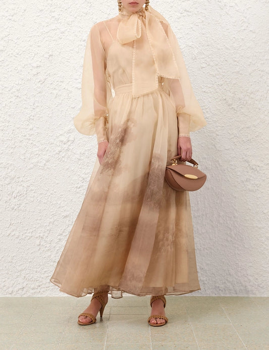 Memento Organza Blouse & Maxi Skirt Set