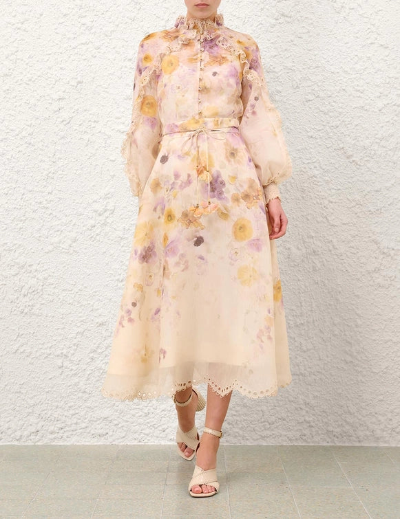 Memento Embroidered Blouse & Midi Skirt Set