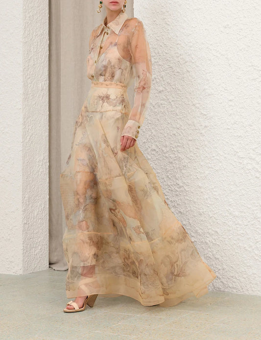 Rebellion Body Shirt & Lantern Maxi Skirt Set