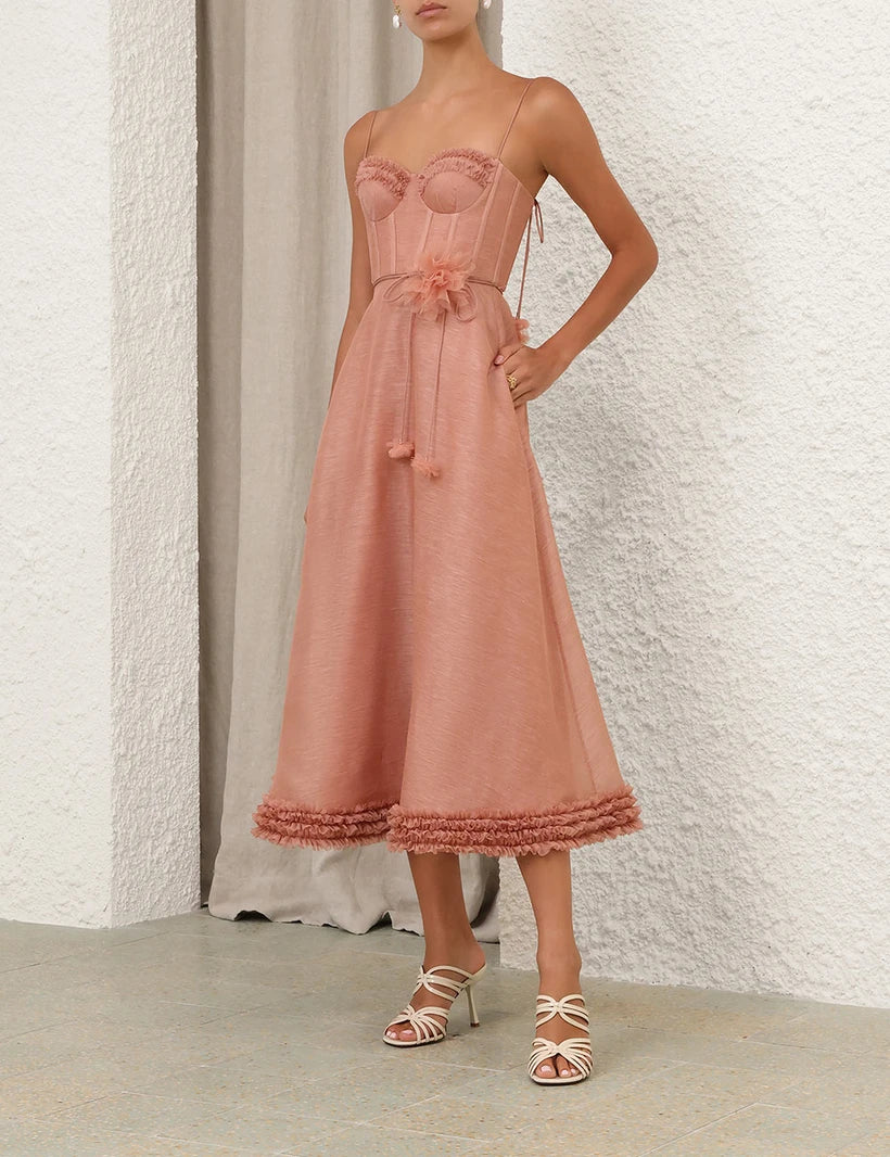 Luna Ruffle Midi Dress