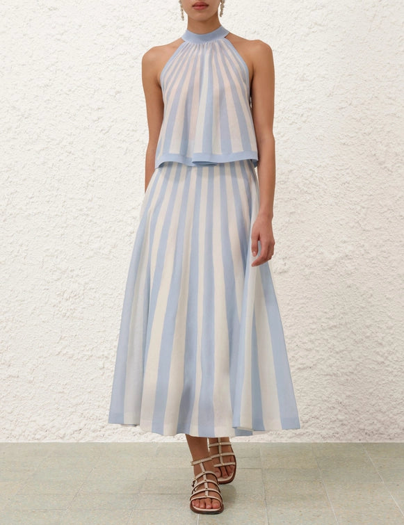 Lucky Contrast Stripe Top & Skirt Set
