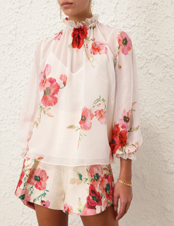 Lightburst Billow Blouse & Tuck Short Set