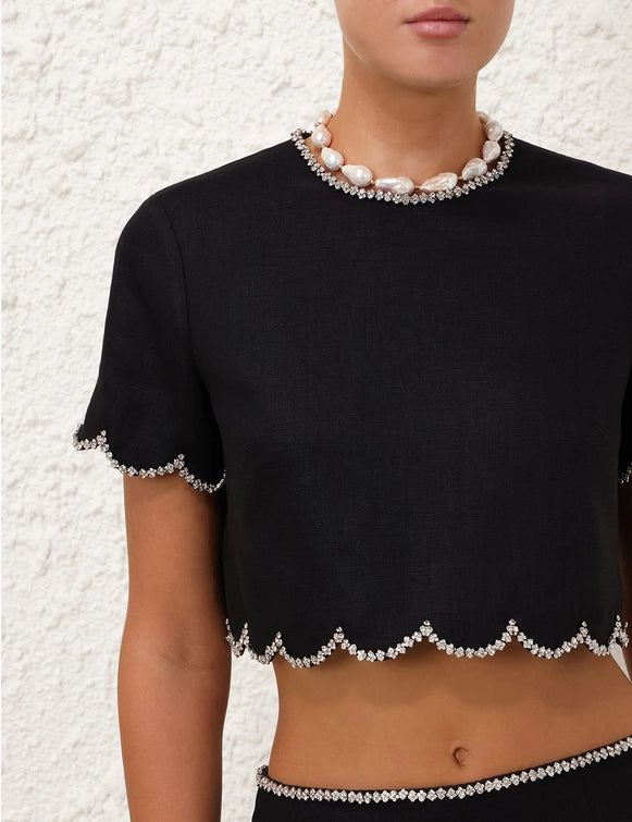 Crush Scalloped Top & Midi Skirt Style