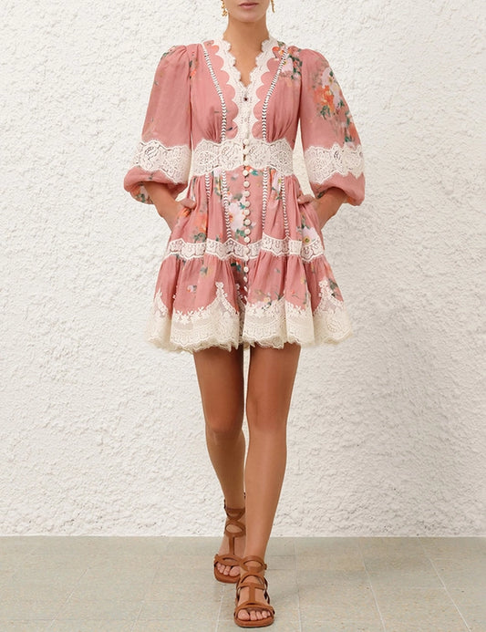 Everley Lace Trim Style Mini Dress