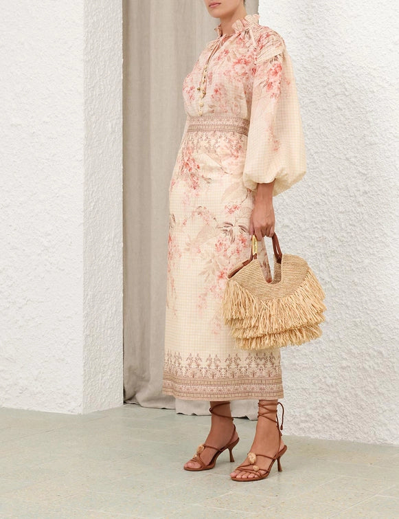 Illuminate Billow Blouse & Pencil Midi Skirt Set