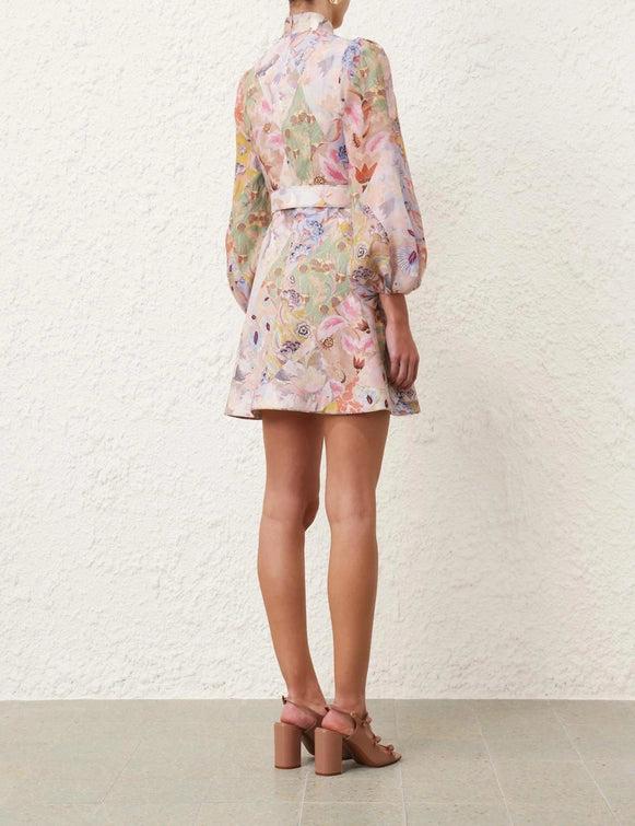 Illustration Belted Mini Dress
