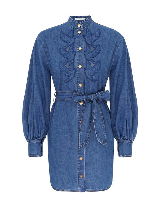 Denim Applique Mini Dress