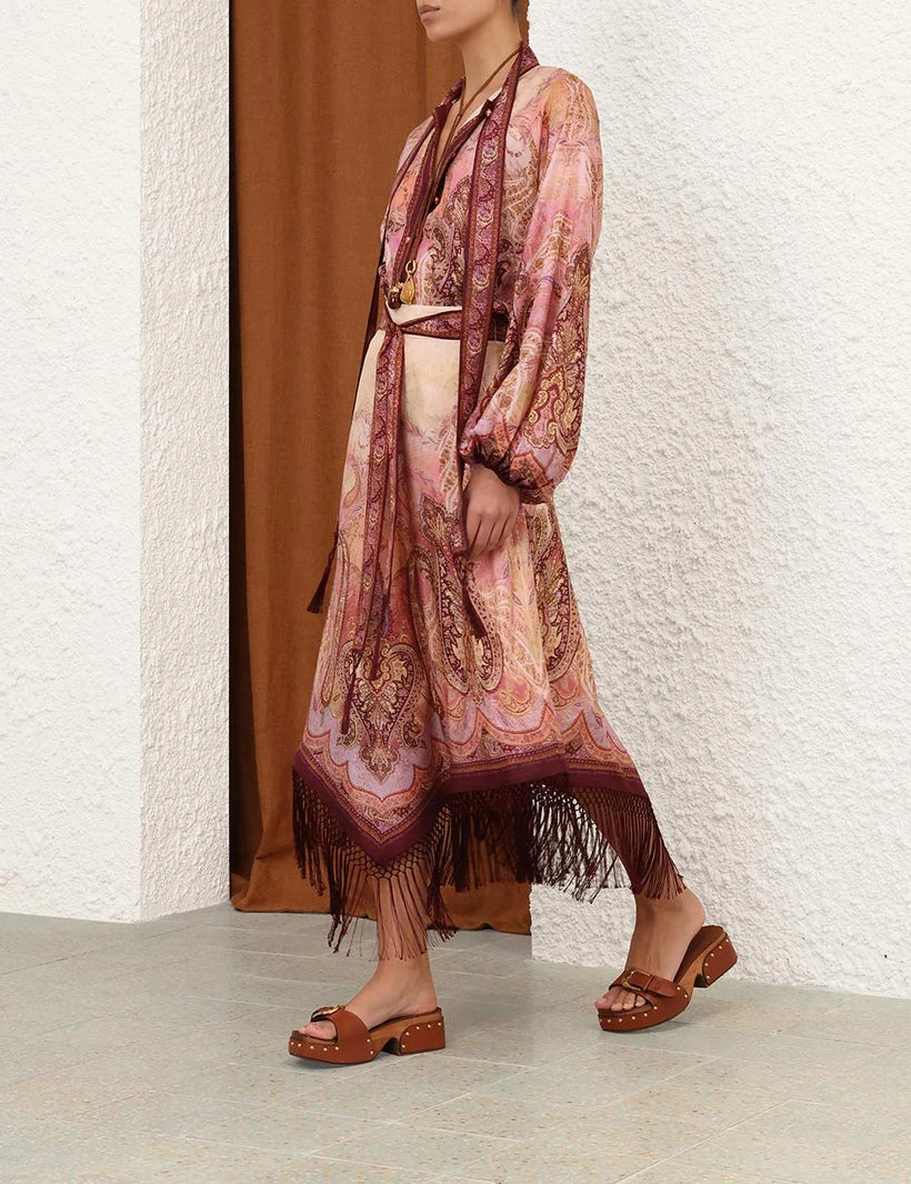 Sundance Blouse & Fringe Midi Skirt Set
