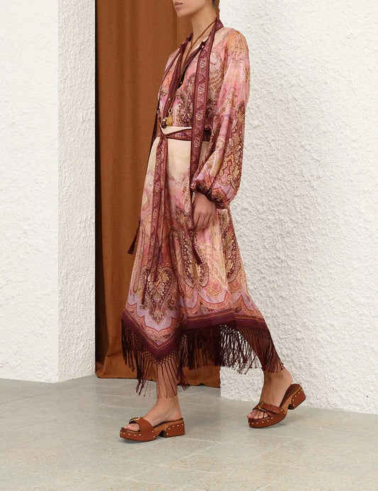 Sundance Blouse & Fringe Midi Skirt Set