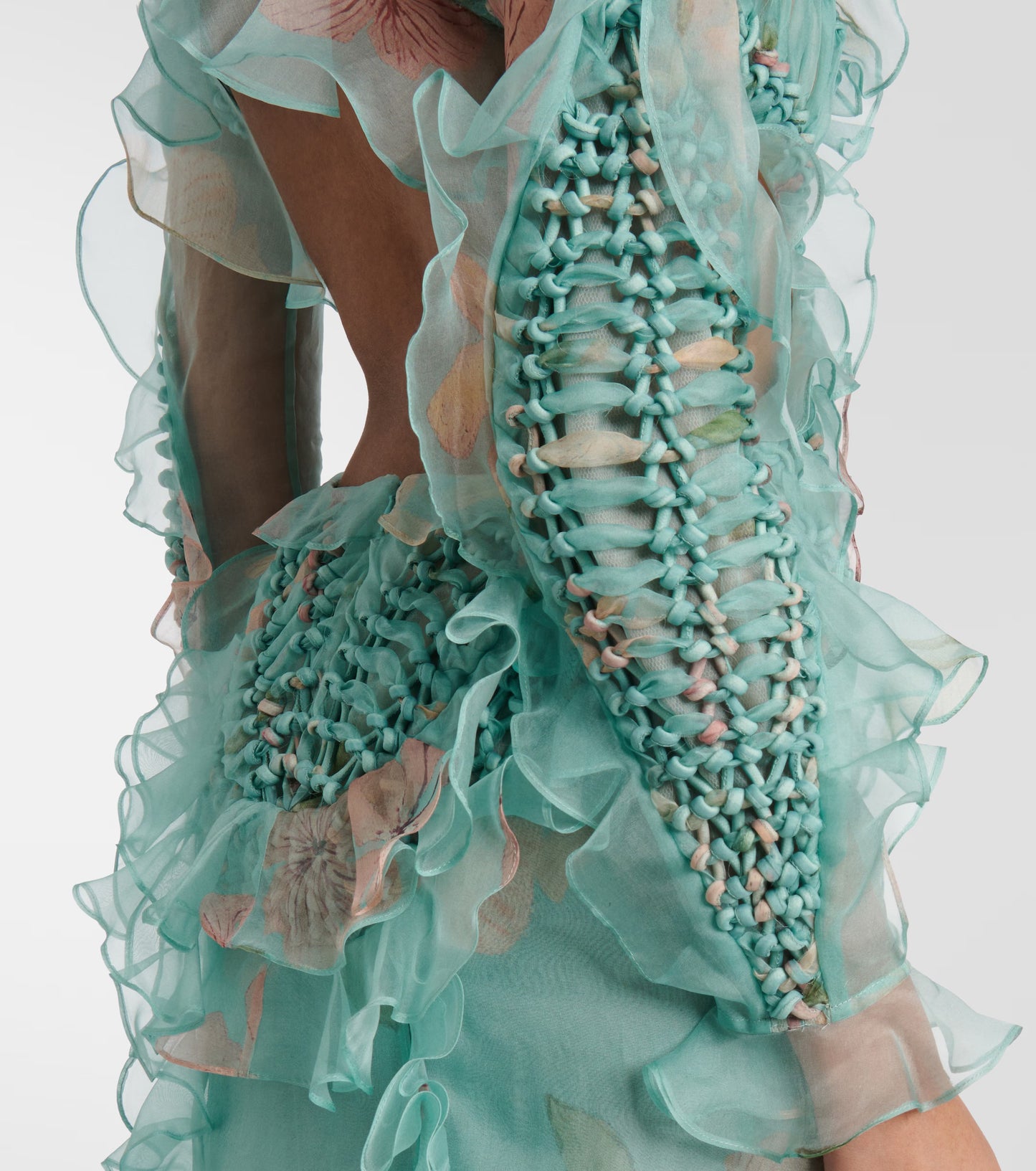 Illuminate Floral Ruffled Silk Organza Gown