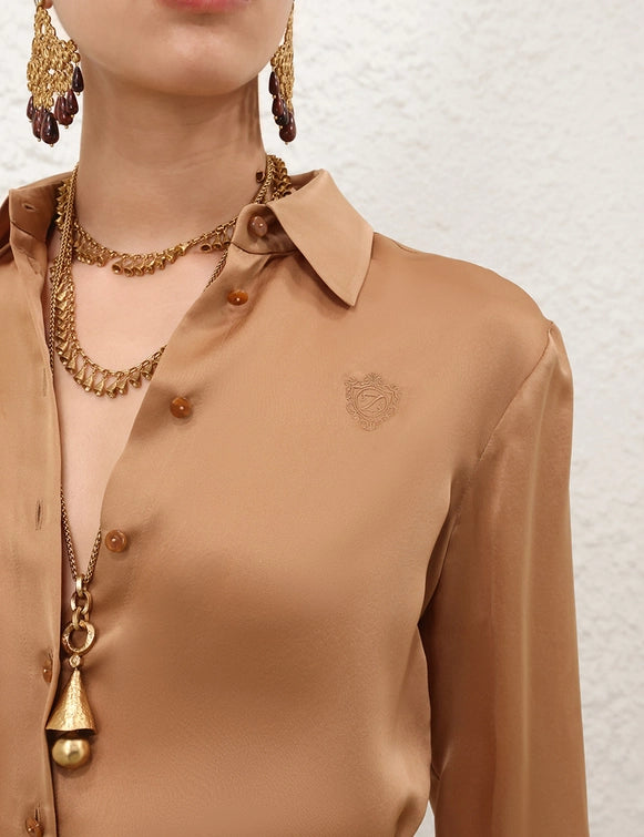 Hypnotic Satin Shirt & Drape Skirt Set