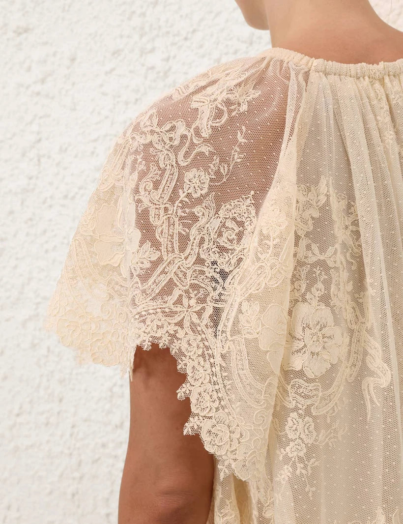 Luna Lace Flutter Blouse & Maxi Skirt Set