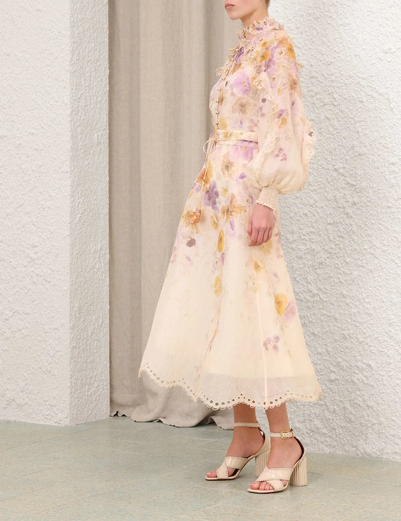 Memento Embroidered Blouse & Midi Skirt Set