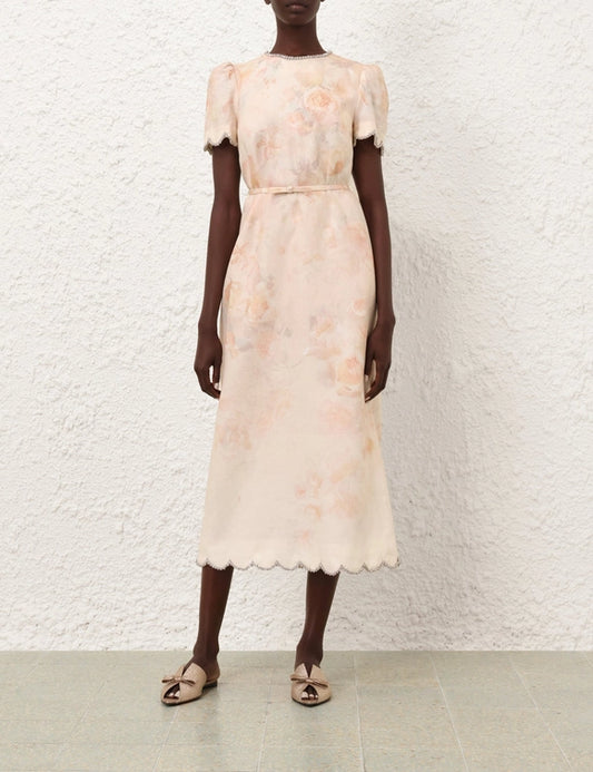 Crush Scalloped Midi Dress