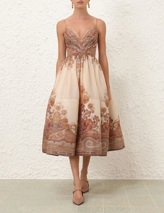 Illustration Draped Midi Dress Style
