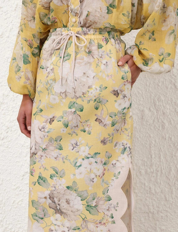 Acacia Scallop Blouse & Midi Skirt Set