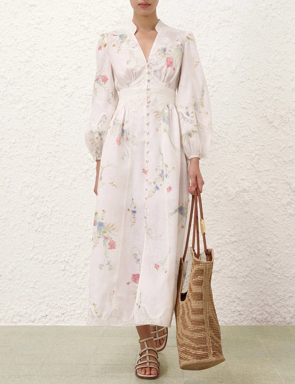 Lucky Lace Plunge Midi Dress
