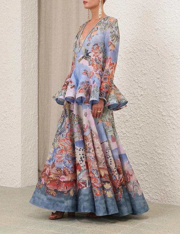 Illustration V Neck Gown