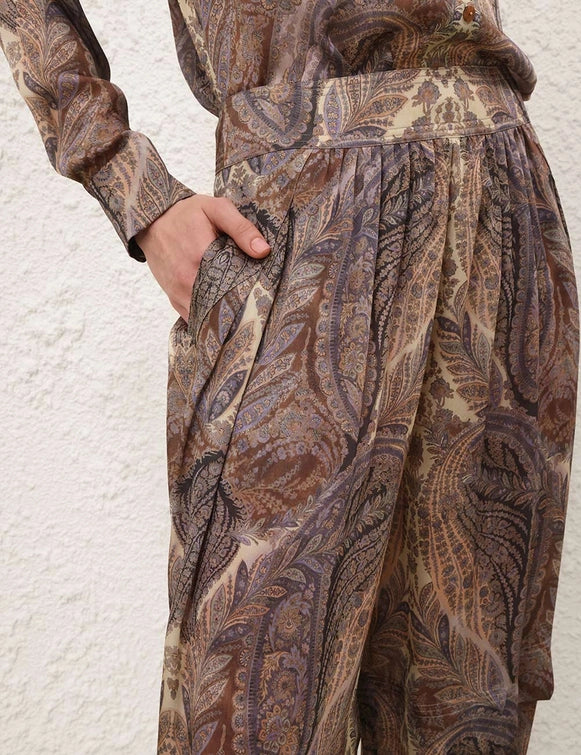 Hypnotic Satin Shirt & Silk Harem Pant Set