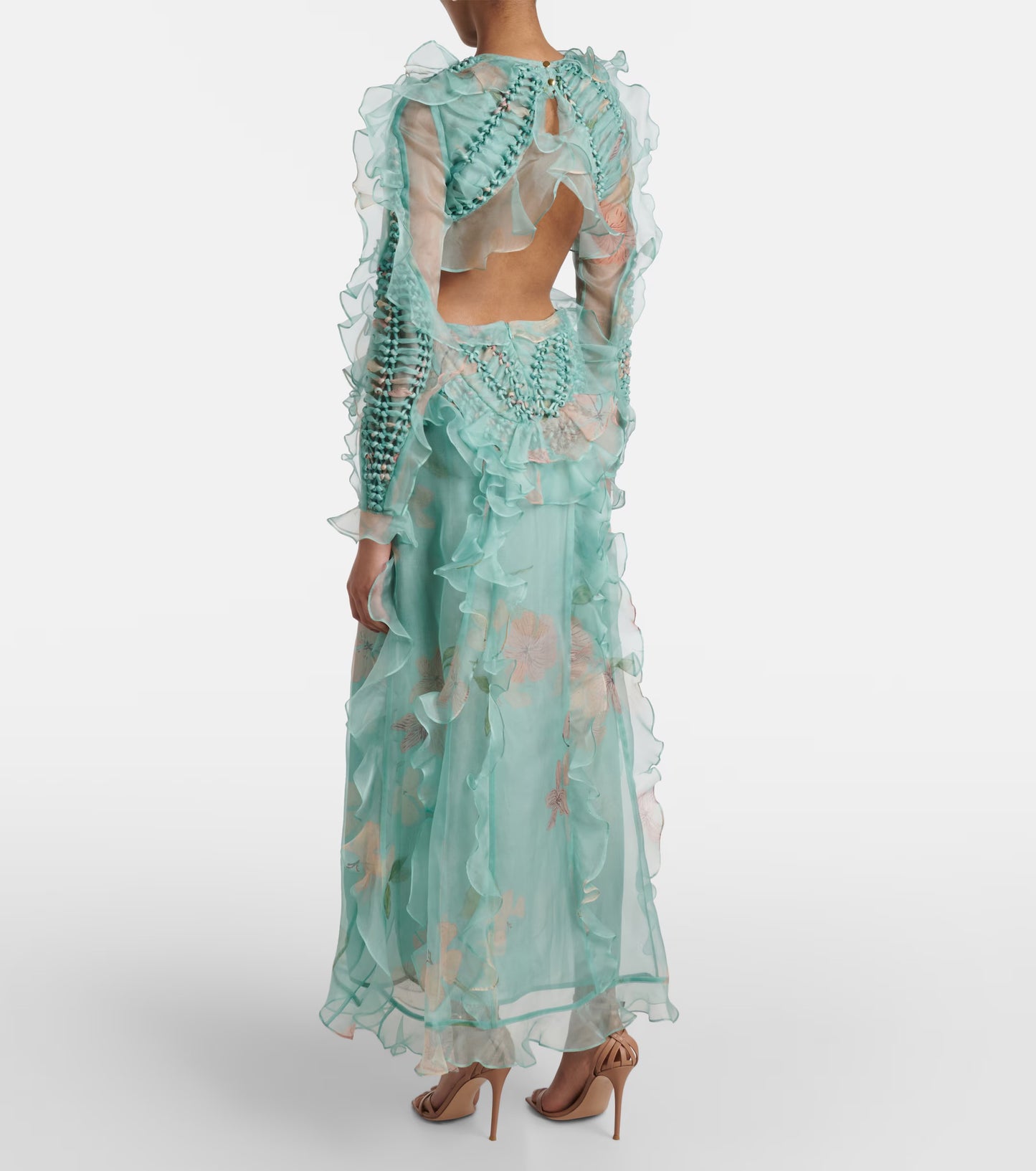 Illuminate Floral Ruffled Silk Organza Gown