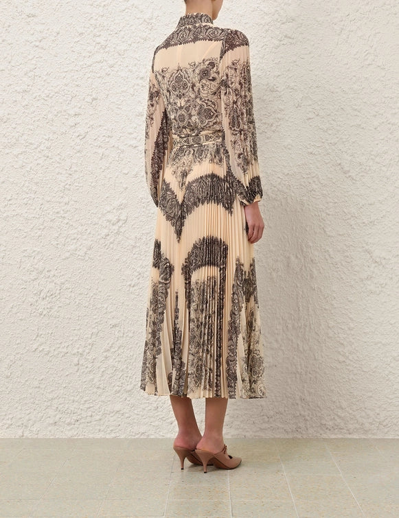 Sunray Pleated Blouse & Skirt Set
