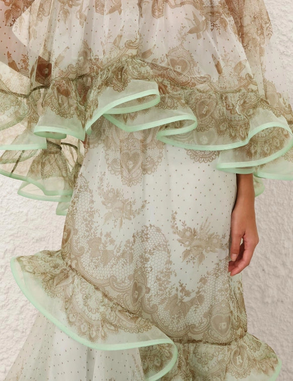 Crush Embellished Blouse & Flutter Maxi Style Set