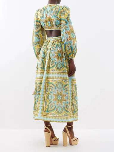 Halcyon Tie Front Midi Dress