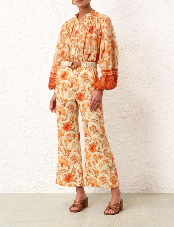 Junie Cropped Flared Pant & Billow Blouse Set