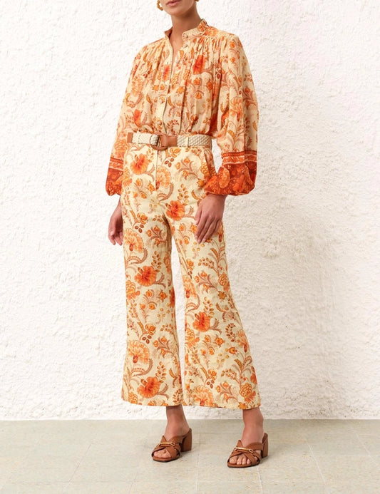 Junie Cropped Flared Pant & Billow Blouse Set