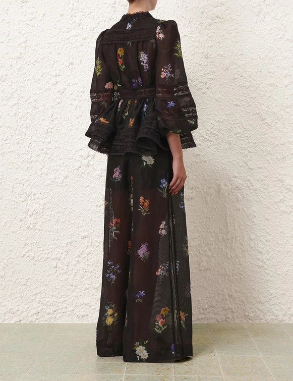Natura Pintuck Lace Pants & Blouse Set